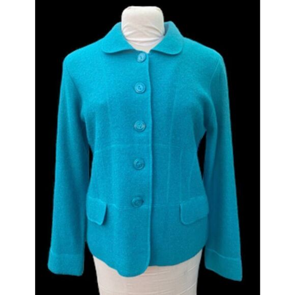Jane Ashley Wool Blend Cardigan/Jacket Teal Sz M - Picture 2 of 10